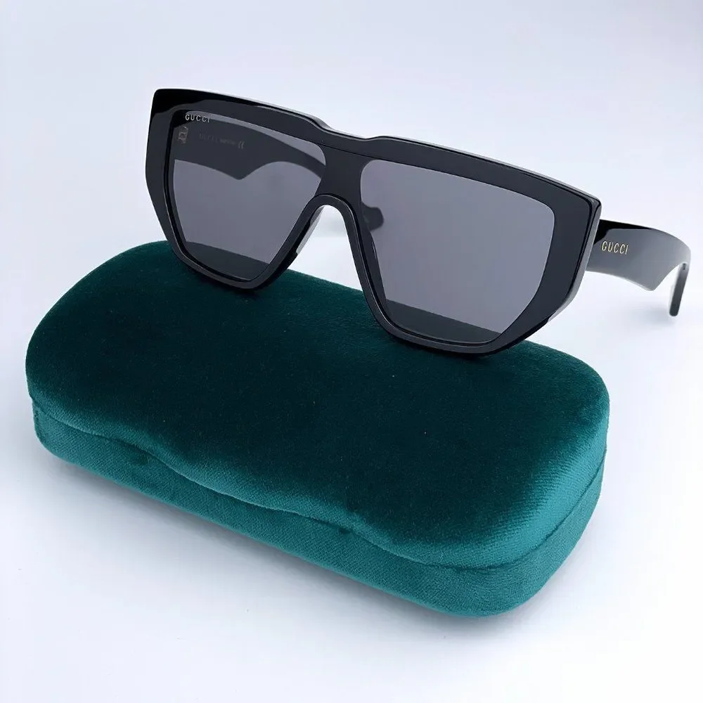 NEW Gucci LOGO GG0997S 002 Black Gray Shield Unisex Sunglasses